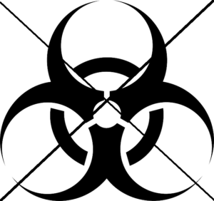 Crossed out biohazard symbol