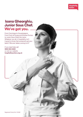 image of sous chef and text about who hospitality action helps
